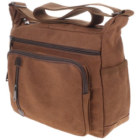 PENIKOKO Brown Canvas Messenger Bag Shoulder Bag for Business Travel Work School Use