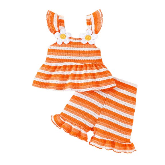 HAYIMI Toddler Girls Striped Camisole Tops And Lace Shorts Outfit Sets Casual Two Piece Summer Wear Classic Clothes Sets