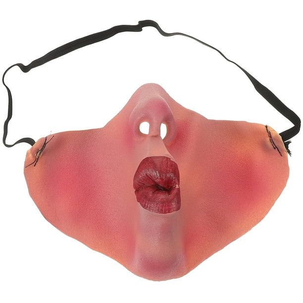 BRIGHTFUFU Máscara de látex de media cara para Halloween, máscara de nariz realista, máscara de fiesta de cosplay espeluznante
