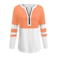 thumbnail image 5 of Fengqque Women's Long Sleeve Shirts Zipper Tops Tunics Casual Round Neck Tees Blouses Orange XXXL, 5 of 6