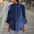 thumbnail image 4 of CYMMPU Tunic Tops 3/4 Sleeve Summer Trendy Shirts Loose Fit V Neck Spring Tops Blouses for Women Dressy Casual Flower Printed Flare Hem Hide Belly Tops to Wear with Leggings T-Shirts XXL, 4 of 6