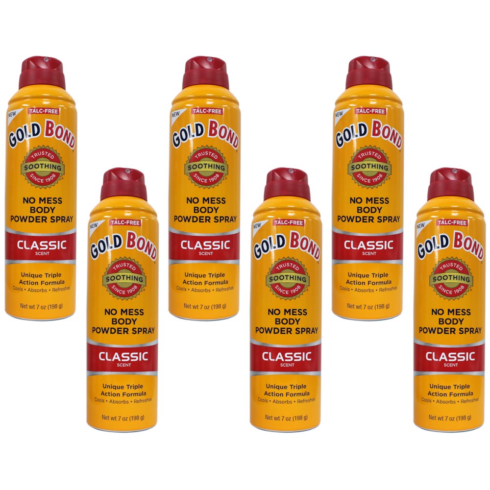 Gold Bond No Mess Powder Spray, Classic Scent with Menthol 7 oz (Pack