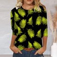 thumbnail image 3 of Haut Sexy Rétro Nature Col Rond Imprimé Manches 3/4 95 % Polyester, 5 % Spandex (Noir, TG), 3 of 5