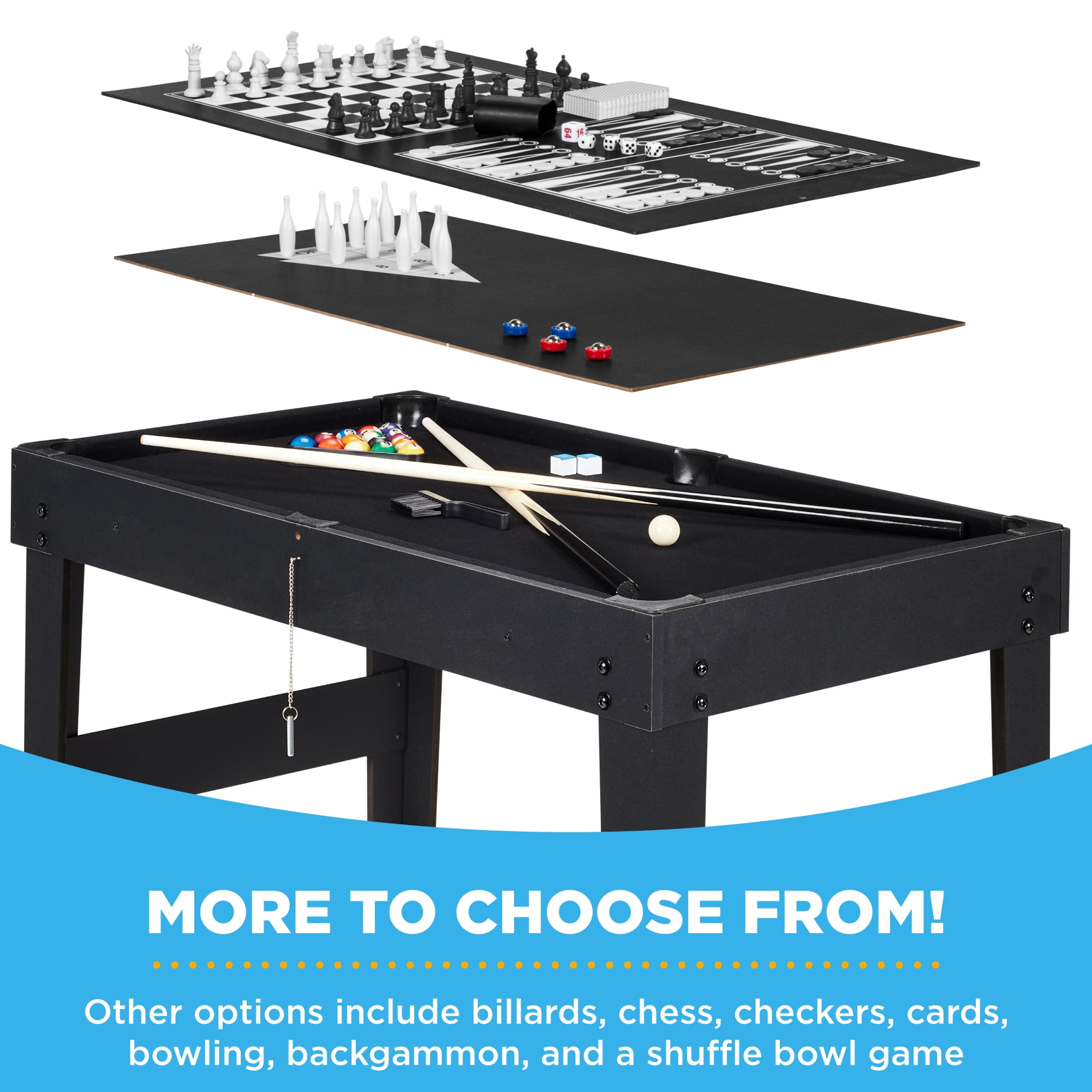 Best Choice Products 2x4ft 10-in-1 Combo Game Table Set w/ Hockey, Foosball, Pool, Shuffleboard, Ping Pong - Blue/White