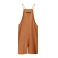 thumbnail image 4 of Moxiu Womens Short Rompers Casual Rompers Summer Sleeveless Jumpsuits Loose Spaghetti Strap Shorts Overalls Trendy Outfits with Pockets 2025 Brown,XXXL, 4 of 5