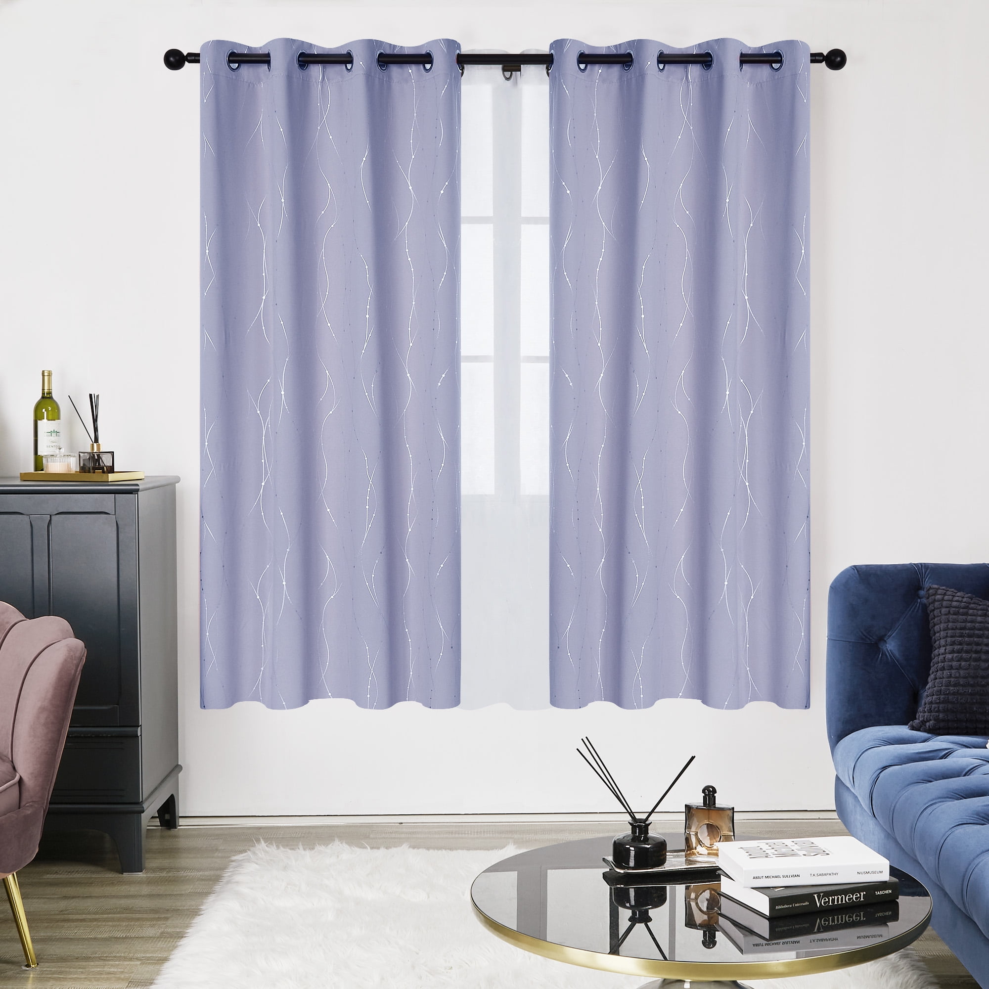 Details about   2PC ROOM DARKENING INSULATED BLACKOUT WINDOW CURTAIN PANEL 70"W X 63"L TOGETHER 