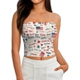 thumbnail image 6 of Stralyhd July 4th Celebration Women Tube Top Summer Cute Crop Tank Going Out Bandeau Backless Slim Fit Beach Stretchy Tops for Vacation Beige L, 6 of 6