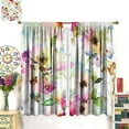 thumbnail image 3 of Watercolor Flower Curtains Abstract Style Colorful Floral Leaves Blackout Print Rod Pocket Window Drapes for Bedroom Living Room 52x84in, 3 of 6