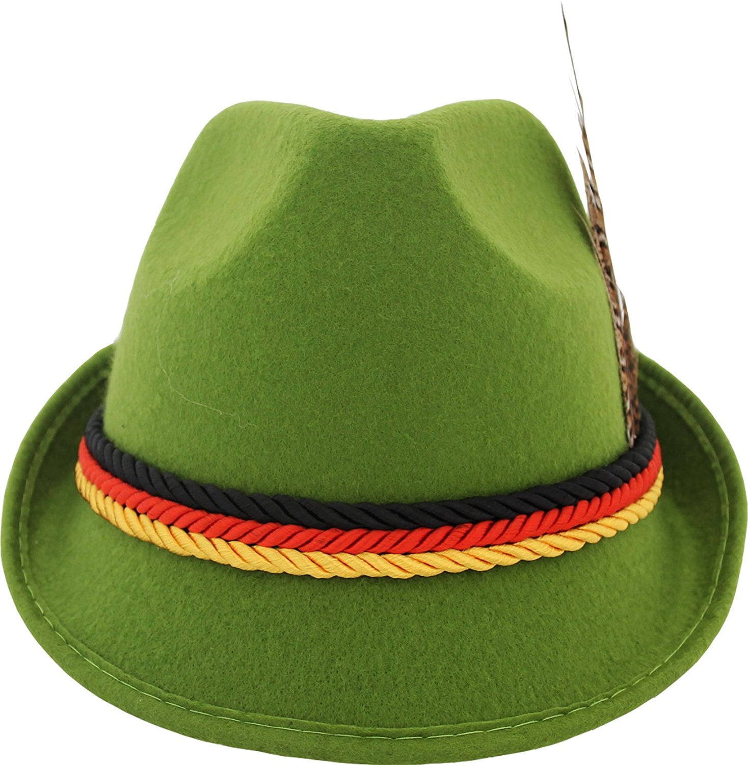 German Trenker Green Deluxe Hat With Feather And Band Costume Accessory 