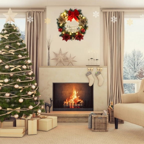 Miyanuby 15 LED the Best Christmas Wreaths,wreaths for Front Door,porch Decor,outdoor Christmas Decorations
