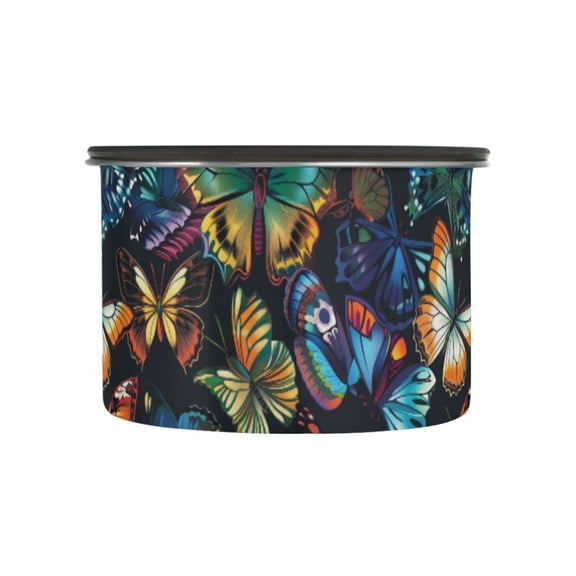 Various Colorful Butterfly Airtight Coffee Bean Canister 17oz Food Storage Containers with Lids For Gournd, Tea, Sugar, Flour, Rice, Cereal, Candy Cookie Jar