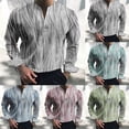 thumbnail image 3 of Men Casual Print V Neck Dress Shirts Long Sleeve Collar Office Blouse Tops Tee, 3 of 8