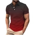 thumbnail image 2 of VgaVtl Summer Mens Polo Shirts Short Sleeve Golf Leisure Workout Collared Gradient Color Button Mens Tops, 2 of 5