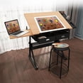 thumbnail image 2 of Yaheetech Drafting Table with 2 Drawers and Stool, 2 of 11