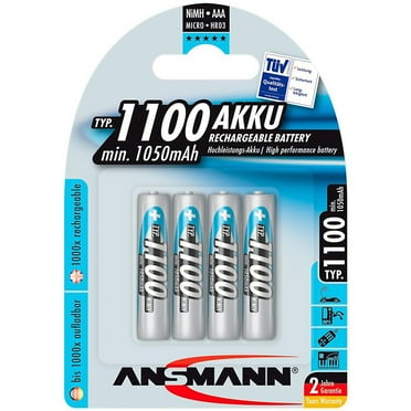 Ansmann NiMH Rechargeable Batteries AAA 1100mAh, 4 Pack