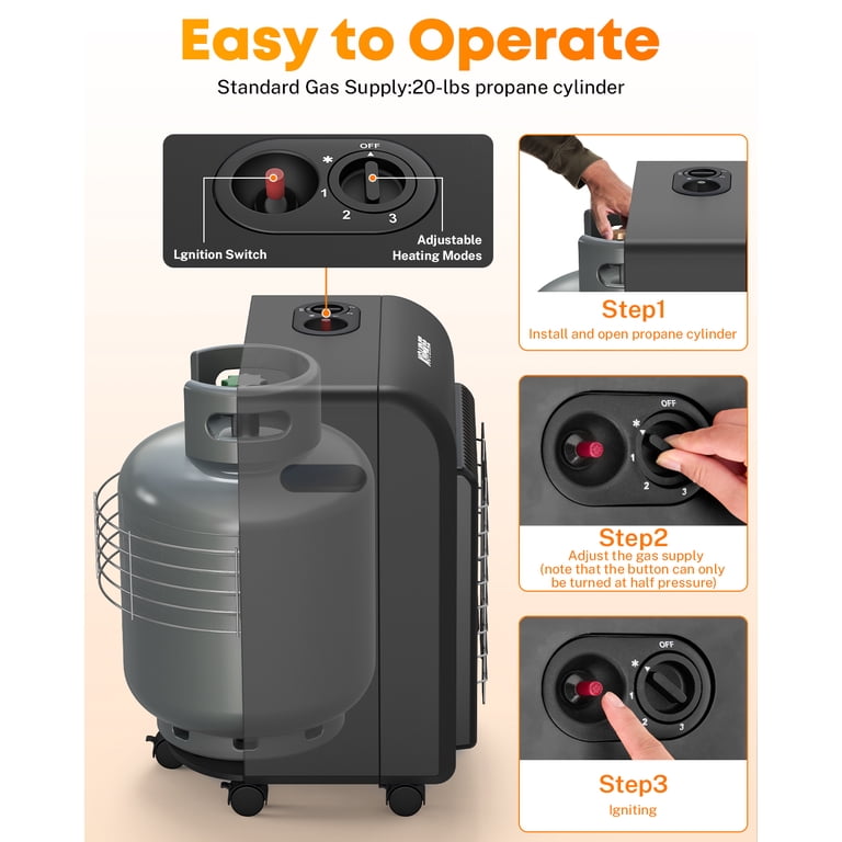 Kohree 18000 BTU Cabinet Propane Space Heater, 3 Settings photo 6