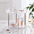 thumbnail image 2 of mDesign Spinning 2-Tier Lazy Susan Turntable Storage Tower for Bathroom - Clear, 2 of 9