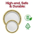 thumbnail image 7 of Smarty 7.5" White w/ Black & Gold Royal Rim Plastic Salad Plates 120ct, 7 of 7