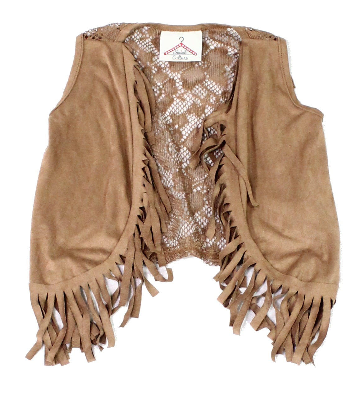 Baby Girls Outerwear FauxSuede Crochet Fringe Vest 3T