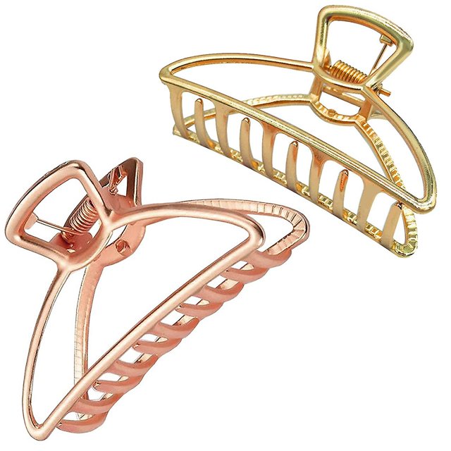 pinzas de metal para el pelo, pinzas grandes para cabello grueso, pinzas de sujeción con forma de mordaza, accesorios huecos antideslizantes para el cabello para mujeres y niñas, pinzas para el pelo.