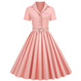 thumbnail image 4 of Ketyyh-chn99 Blouses pour Femmes Mode Chic Femme Élégante Robe de Soirée Robe d'Été Manche à Volants Ample Fluide Plissée Robe Mini Rose,TG, 4 of 4