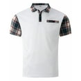 thumbnail image 3 of Summer Clearance Prime BiZtdJrK Men's Casual Polos Shirts 2025 Summer Quick Dry Golf Tennis Shirt Fashion Plaid Block Short Sleeve Blouse Muscle Fit Workout Tops White M, 3 of 8