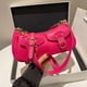 thumbnail image 4 of Bolso de mano para mujer, bolso de viaje femenino sencillo de PU de gran capacidad (rojo rosa), 4 of 7