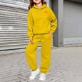 thumbnail image 2 of Zylarhe Kids Print Hoodie Toddler Boys Girls Sweatshirt Outfit Casual Two Piece Set Yellow 4-5 Years, 2 of 4