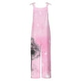 thumbnail image 3 of Usmixi Jumpsuits for Women Beach Comfy Lightweight Linen Adjustable Strap Loose Wide Leg Casual Long Jumpsuits Overalls Summer Formal Tie-Dye Print Round Neck Sleeveless Maxi Rompers Pink xxl, 3 of 4