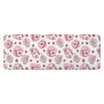 White Cow Milk Strawberry Pattern Kitchen Rug Mat,Kitchen Runner Rugs Non Skid Washable,Decorative Kitchen Floor Mats for Kitchen,Sink,Laundry,17"x47.2"