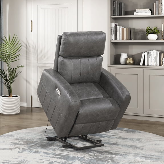 OakvillePark Evorix Faux Leather Power Lift Chair, Gray