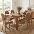 thumbnail image 4 of Set of 2 Vintage French Country PU Leather Dining Chairs with Solid Wood Legs, Orange Upholstered for Dining Room or Kitchen, 4 of 7