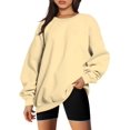 thumbnail image 2 of ORUYROP Chandails en Molleton Surdimensionnés pour Femmes Manches Longues Col Rond Chandail Décontracté Ample Couleur Unie Polaire Tops Pulls, 2 of 7
