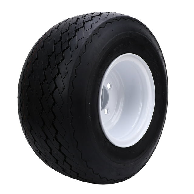 Lawn Mower Tire On Wheel, 18x8.50-8 Tubeless Tire with Rim 4 Bolts Versatile Rubber Compound High Stability for Riding Lawn Mower