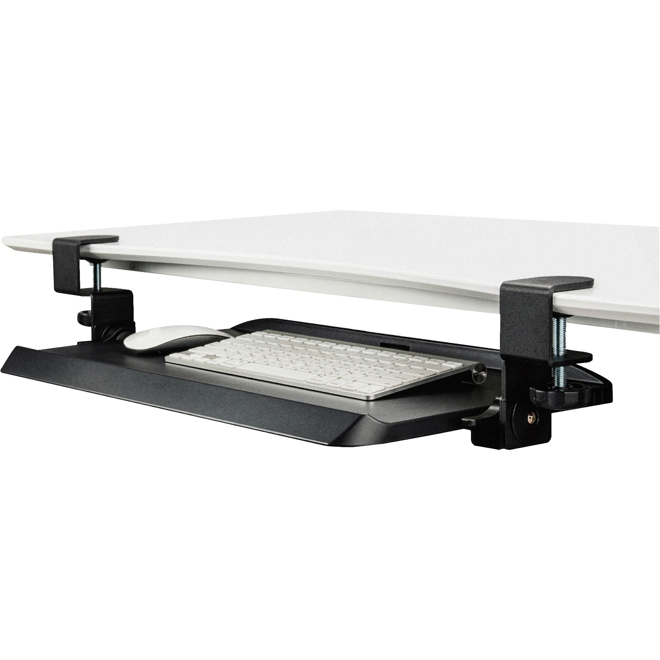 Kantek Desk Attachable Tilting Keyboard Tray with Securing Clamp, Black