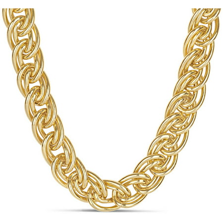 18kt Gold over Sterling Silver 12mm Double Oval Link Bold Necklace, 18