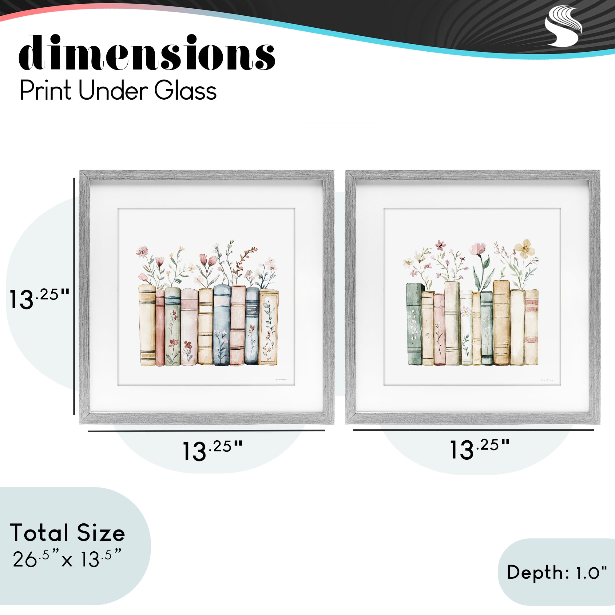 Stupell Industries Floral Stories & Blossoms 2 Piece Gray Framed Print Under Glass Set, design by Svetlana Aleynikova