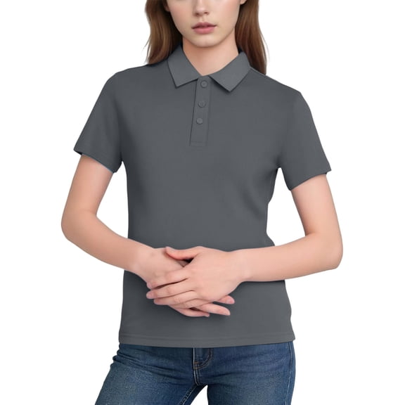 XPMWRP Women's Shirts Short Sleeve Quick Dry Collared Shirt Business Casual Work Tops Athletic Tennis Golf Clothes Dark Gray XXXXL