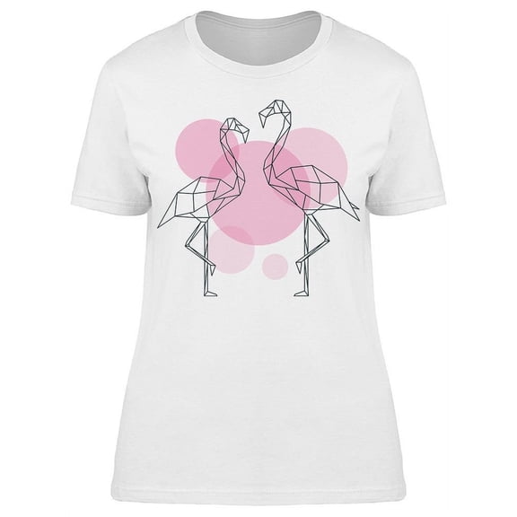 Geometric Beautiful Flamingos T-Shirt Women -Image by Shutterstock, Female Medium