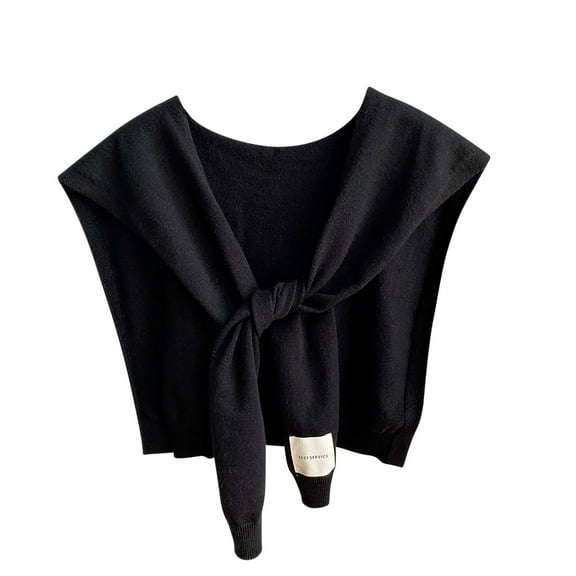 Ahabrexf Sweaters for Women Plus Size Sweater Shawl Wraps for Women Solid Color Knitted Knotted Shawls Winter False Collar Cape Shoulder Tops Fashion Wrap Women Sweaters for Fall