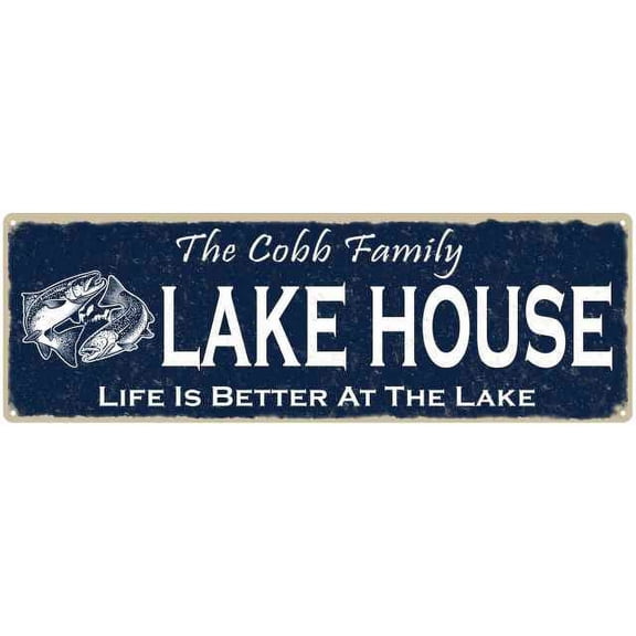 The COBB Family Lake House Sign 6x18 Metal Fishing Cabin Decor 206180101472
