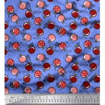 Soimoi Cotton Duck Fabric Heart,Leaves & Cherry Fruits Decor Fabric Printed Yard 56 Inch Wide