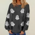 thumbnail image 2 of Fiaer Women Halloween Sweatshirts Ghost Graphic Crew Neck Long Sleeve Pullover Loose Warm Plus Size Tops Dark Gray XXL, 2 of 4