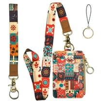 bolimoss Floral Lanyard Women's Wallet, Badge & ID Holder with Zipper