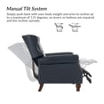 thumbnail image 4 of Traditional Genuine Leather Push Back Wingback Recliner Chair Tufted with Nailhead Trims and Solid Wood Legs for Living Room Navy, 4 of 8