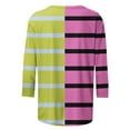 thumbnail image 4 of Scyoekwg Womens 3/4 Sleeve Shirts Round Neck Three-quarter Sleeve T Shirts Lightweight Striped Print Graphic Tee Comfy Blouse (Hot Pink,L), 4 of 5