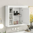 thumbnail image 4 of Bathroom Medicine Cabinet with Mirror, 35'' x 28'' Wall Mounted Bathroom Storage Cabinet w/Mirror Door and 6 Open Shelves, Adjustable Shelves, Mirrored Bathroom Wall Cabinet (White), 4 of 9