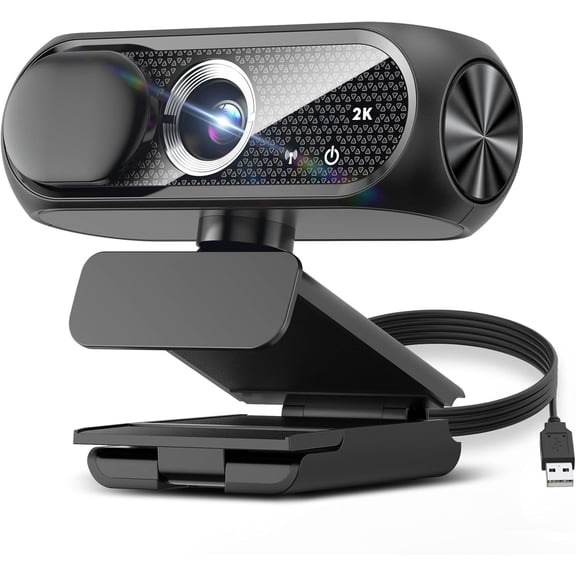 HAOYUYAN 2K HD USB Webcam with Built-in Mic, Noise Reduction, Wide-Angle Lens, Auto Light Adjustment, Plug & Play Camera for Laptop PC Conference