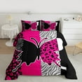 thumbnail image 2 of Homewish Cheetah Leopard Print Bedding Comforter Set for Girl, Black Pink Butterfly Animal Twin Comforter Sets, Stripes Abstract Reversible Bedding Set, Microfiber Bedroom Decor, 2-Piece, 2 of 8