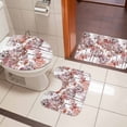 thumbnail image 5 of Red Flowers Bathroom Rugs Set Spring Watercolor Gradient Red Dandelion Floral Plant Non Slip Absorbent Soft Bath Mats 3 Piece Set with Bathroom Rug, U-Shaped Floor Mat, Toilet Seat Cover Large Size, 5 of 9